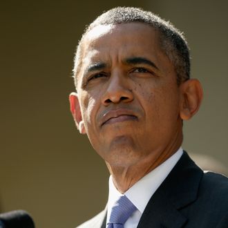 WASHINGTON, DC - OCTOBER 01: U.S. President Barack Obama delivers remarks about the launch of the Affordable Care Act's health insurance marketplaces and the first federal government shutdown in 17 years in the Rose Garden of the White House October 1, 2013 in Washington, DC. House Republicans and Senate Democrats continue to volley legislation back and forth as they battle over a budget to keep the government running and delaying or defunding 