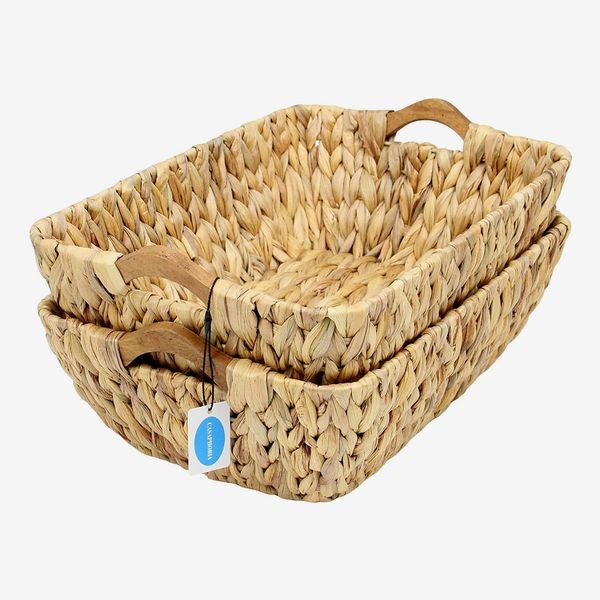 Casaphoria Handwoven Large Storage Baskets with Wooden Handles