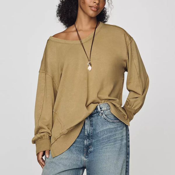 Pilcro Long-Sleeve V-Neck Oversized Popover Top