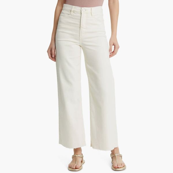 Favorite Daughter The Mischa Raw Hem Super High Waist Wide Leg Jeans