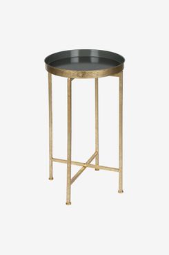 Kate and Laurel Celia Round Metal Foldable Tray Accent Table