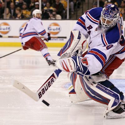 Henrik Lundqvist #30 of the New York Rangers