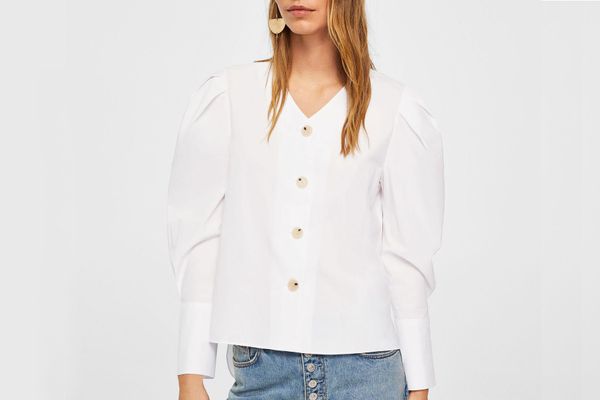 Mango Puffled Sleeves Poplin Shirt