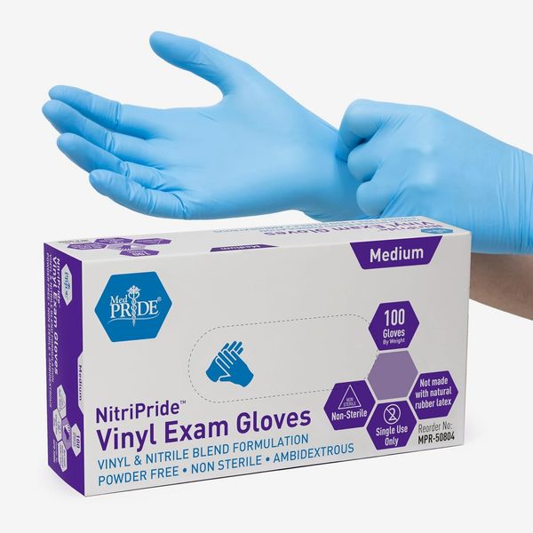 MedPride NitriPride Vinyl Exam Gloves - Medium, 100 Count