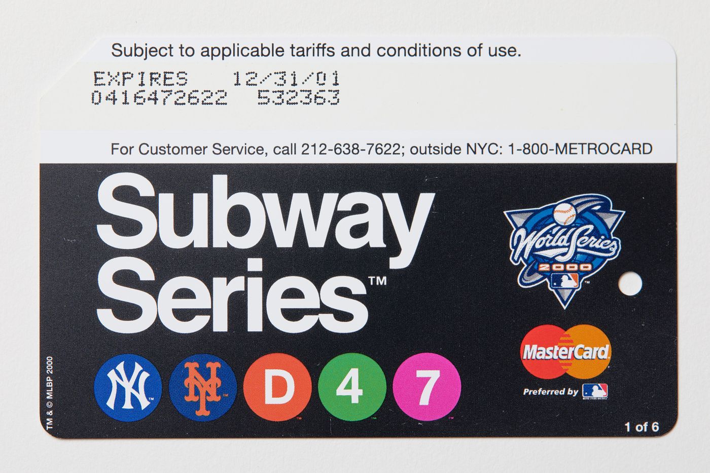 METS Subway Series NYC MetroCard, Expired-Mint condition