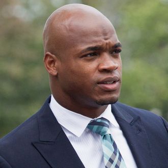 Football running back Adrian Peterson of the Minnesota Vikings arrives for a court hearing on charges of child abuse at the Montgomery County Courthouse on November 4, 2014 in Conroe, Texas. Peterson entered a no contest plea and will avoid jail time. 