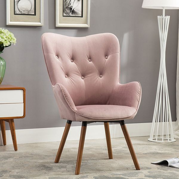 Roundhill Furniture Doarnin Contemporary Silky Velvet Tufted Button Back Accent Chair,