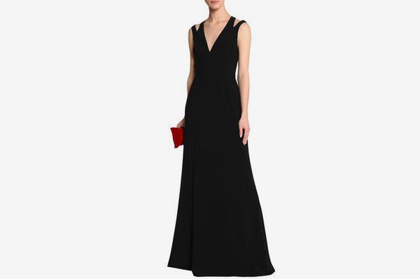 HALSTON HERITAGE Cutout crepe gown