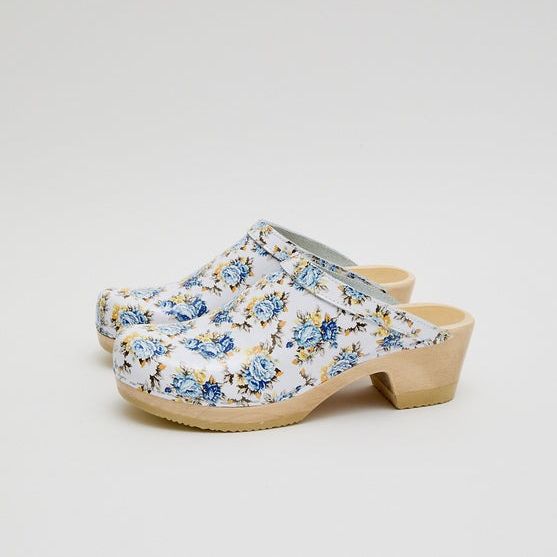 No. 6 Old School Clog on Mid Heel in Blue Rose Patent