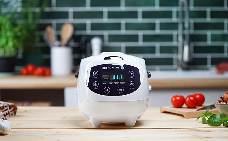 Reishunger Digital Mini Rice Cooker & Steamer, Pink with Keep-Warm Function & Timer - 35 Cups - Small Rice Cooker Japanese Style