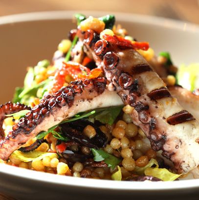 fregola, pepperoni, lemon