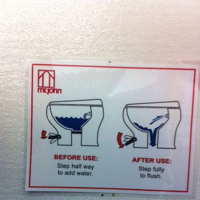 The handy users guide to the toilets that is actually posted above each one in the bathroom stalls.