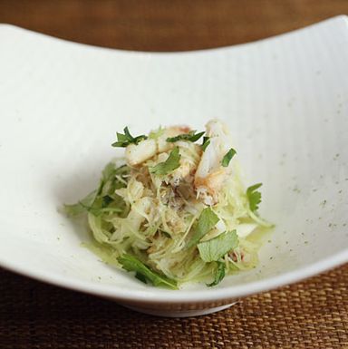 Cucumber, wild parsley, dashi vinaigrette