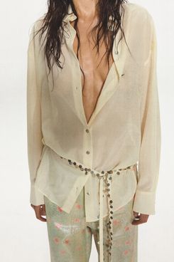Eckhaus Latta x Mango Semi-Sheer Shirt with Beaded Belt
