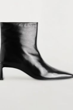Cos Angular Leather Heeled Anle Boots