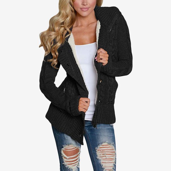 womens zip front cardigan sweater with pockets