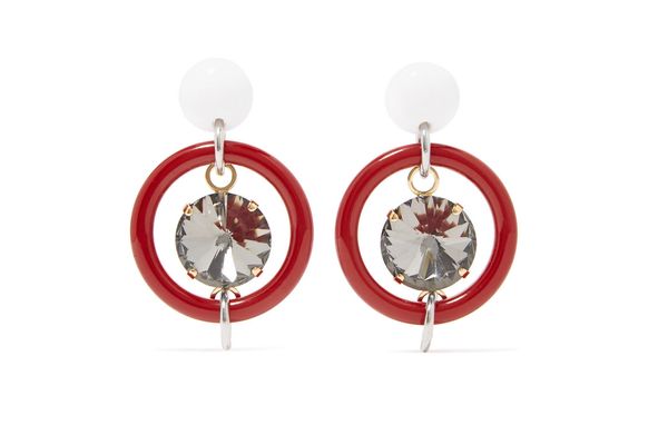 MARNI Gold and silver-tone, resin and crystal earrings