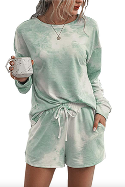 Lovor Two Piece Halloween Costumes for Women Plus Size Tank Top Funny Shorts Soft Pajama Set Sleepwear Drawstring Shorts Set