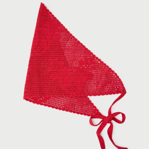 Loeffler Randall Viv Red Crochet Scarf
