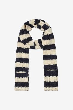 TheOpen Product Navy and Off-White Stripe Pocket Scarf