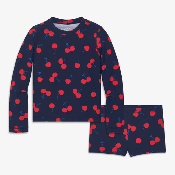 Primary Kids Long Sleeve Swim Top & Shortie Set in Cherries