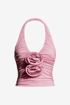 Magda Butrym H&amp;M Halterneck Top with Rose Appliqué