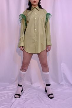 Shop Journal Vintage Upcycled Pierced Ruffle Shirt