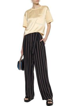 Joseph Silk Satin-Paneled Cotton-Jersey T-Shirt