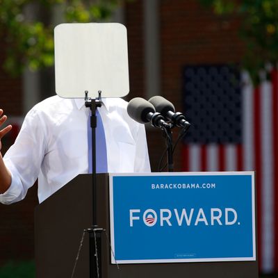 A teleprompter obscures U.S. President Barack Obama as he speaks during a campaign event at Capital University in Columbus, Ohio August 21, 2012. Obama is on a two-day campaign trip to Ohio, Nevada and New York.