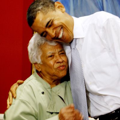Leah Chase with President Barack Obama, whom she chided for adding hot sauce to his gumbo.