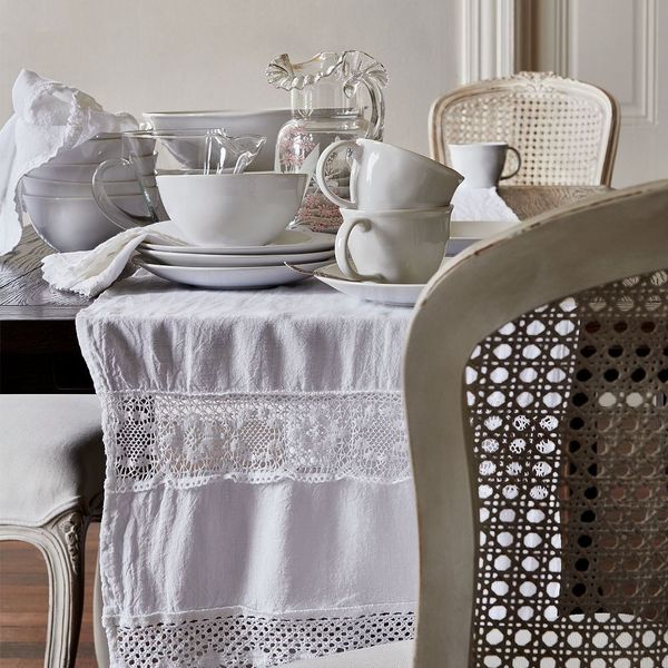 Greenrow Linen Crochet Inset Table Runner