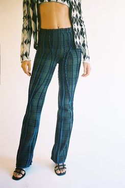 Helena Manzano Tartan 3-D Stripe Pants