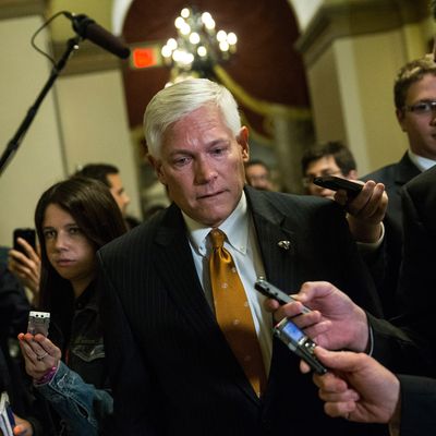 U.S. Rep. Pete Sessions (R-TX) leaves Speaker Boehner's office after a meeting amongst Republican House leadership at the Capitol Building on October 15, 2013 in Washington, DC. The government has been shut down for 14 days. 