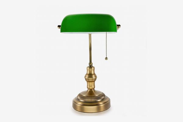 Traditional Emerald Banker's Lamp