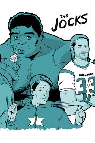 Meet the big men on campus … literally, in the case of the Hulk. Iron Man is this group's quippy quarterback, while Thor lifts barbells rather than hammers (which the cheerleading Black Widow definitely appreciates).