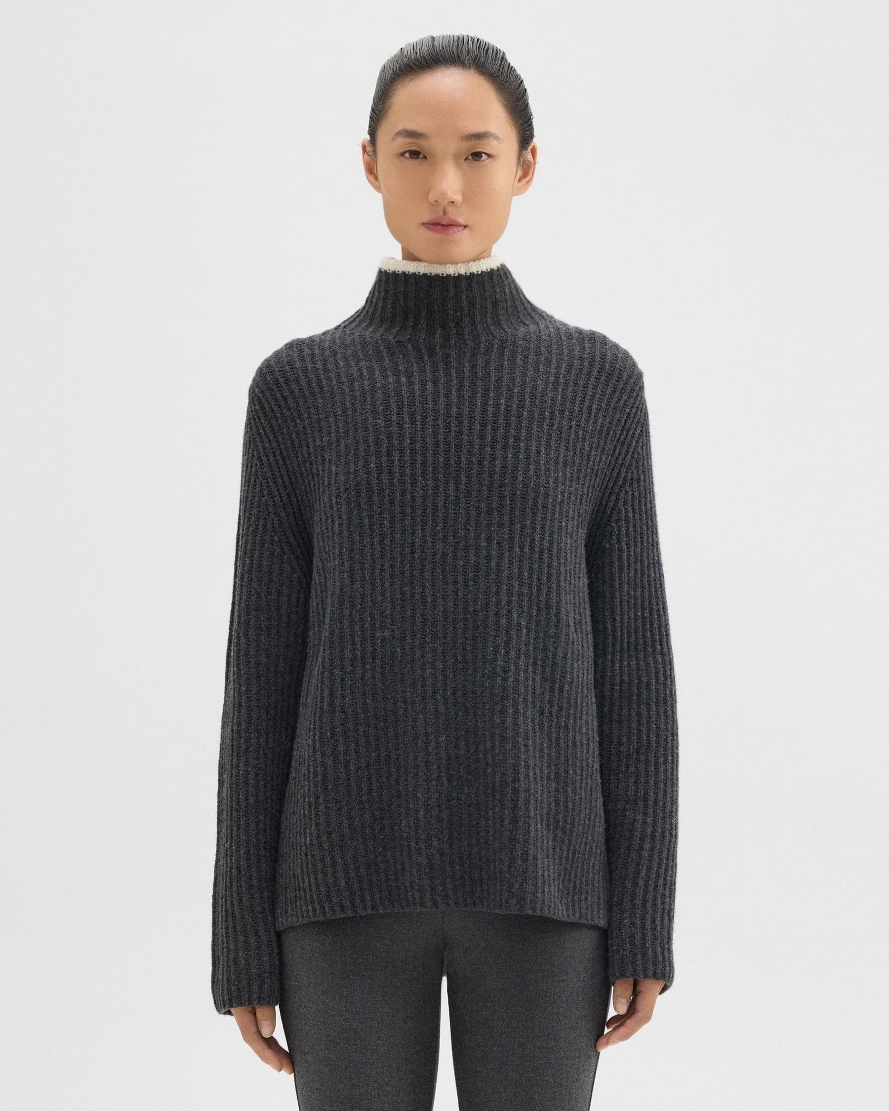 Karenia Turtleneck Sweater in Felted Wool-Cashmere