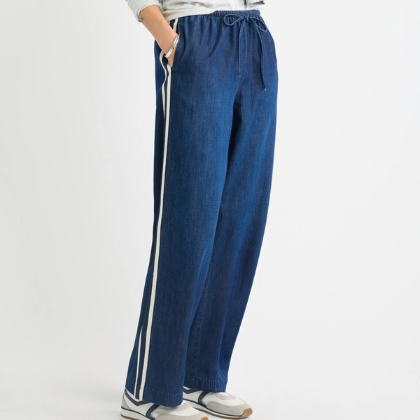 Caslon Drawstring Wide-Leg Chambray Pants