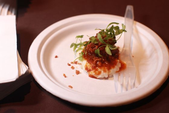 Smoked pork shoulder with grits from the Monarch Room.