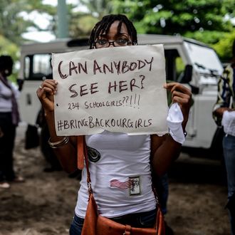 Nigerians attend a demonstration to demand government to rescue schoolgirls abducted by suspected Boko Haram militants two weeks ago, in Lagos, Nigeria on May 01, 2014. On April 14, militants stormed the Government Girls Secondary School in Chibok, located on the fringes of the Sambisa Forest a known Boko Haram hideout in the restive northern state of Borno. They loaded scores of schoolgirls onto their trucks before driving away unhindered. The local authorities say 129 girls went missing that night, including 52 who have since returned. Some parents, however, claim a total of 234 schoolchildren were abducted. 