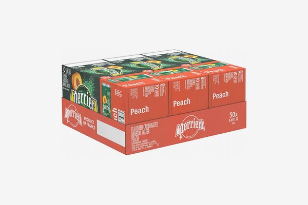 Perrier Peach Flavored Carbonated Mineral Water, (30 Count)