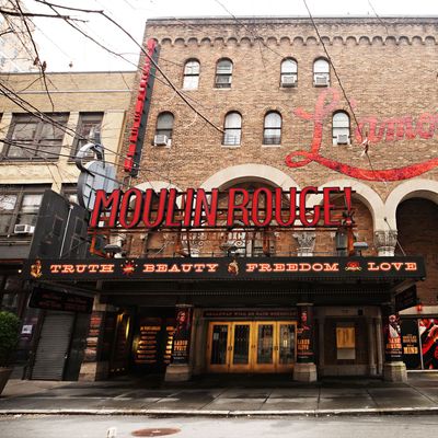 The shuttered Al Hirschfeld Theatre near Times Square in January.