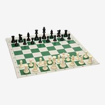 Chess Forum Triple-Weighted Tournament Plastic Pieces and Rollup Vinyl Chessboard