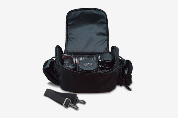 YXCM Leather Camera Bag,Outdoor Single Shoulder Slung Waterproof Canvas SLR Photography Digital Camera Bag Suitable for Work/Travel/Leisure,Black 