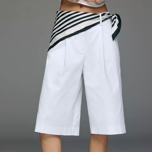 Maeve Pleated Scarf Shorts