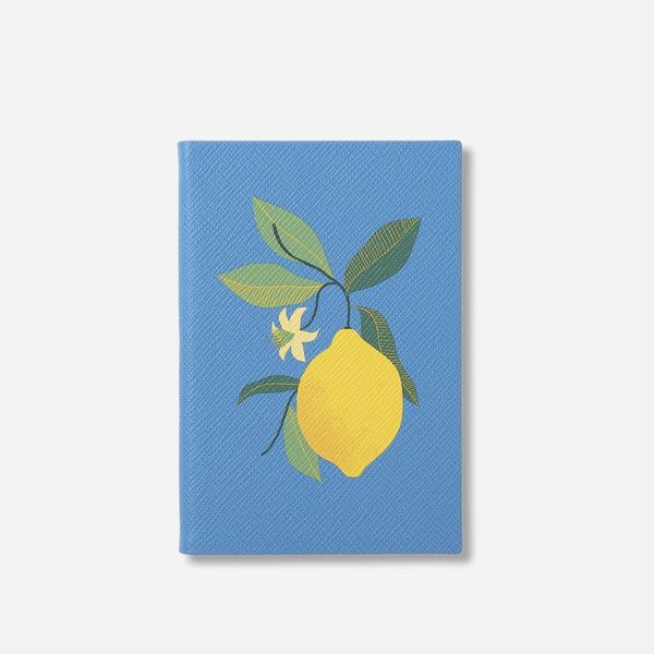 Smythson Lemon Chelsea Notebook in Panama Fruits
