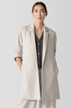 Eileen Fisher Felted-Wool-Jersey Long Blazer