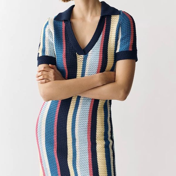 Maeve Collared Knit Mini Dress