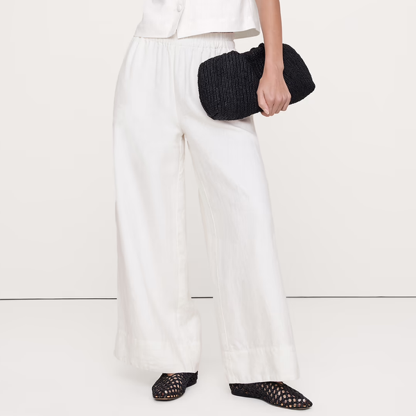 Banana Republic High-Rise Wide-Leg Linen Pull-On Ankle Pant