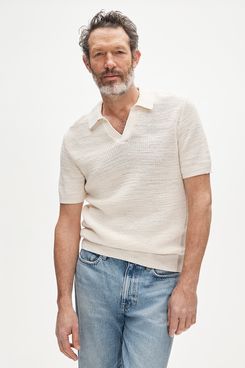 J. Crew Short-sleeve Cotton Waffle-knit Johnny-collar Sweater-polo