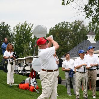 BRIARCLIFF MANOR, NY - JULY 14: Donald Trump attends the 2008 Joe Torre Safe at Home Foundation Golf Classic at Trump National Golf Club on July 14, 2008 in Briarcliff Manor, New York. (Photo by Rick Odell/Getty Images) *** Local Caption *** Donald Trump